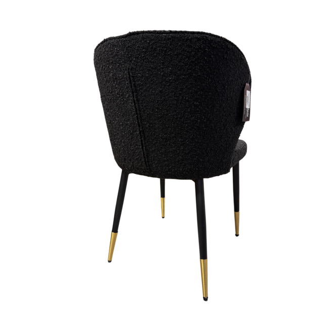 Homerebels Collection Zwarte eetkamerstoel zonder armleuning - Bouclé eetkamerstoel Giorgio