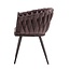 Homerebels Collection Eetkamerstoel Clay Brown ‘Wave Chair’ – Gevlochten rugleuning – Velvet eetkamerstoel met taupekleurige stoelpoten.