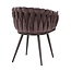 Homerebels Collection Eetkamerstoel Clay Brown ‘Wave Chair’ – Gevlochten rugleuning – Velvet eetkamerstoel met taupekleurige stoelpoten.