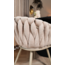 Homerebels Collection Beige eetkamerstoel met beige poten - gevlochten rugleuning - Wave Chair – beige eetkamerstoel met armleuning