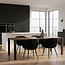 Homerebels Collection Zwarte eetkamerstoel Wave Chair – Velvet eetkamerstoel met gevlochten armleuning en rugleuning