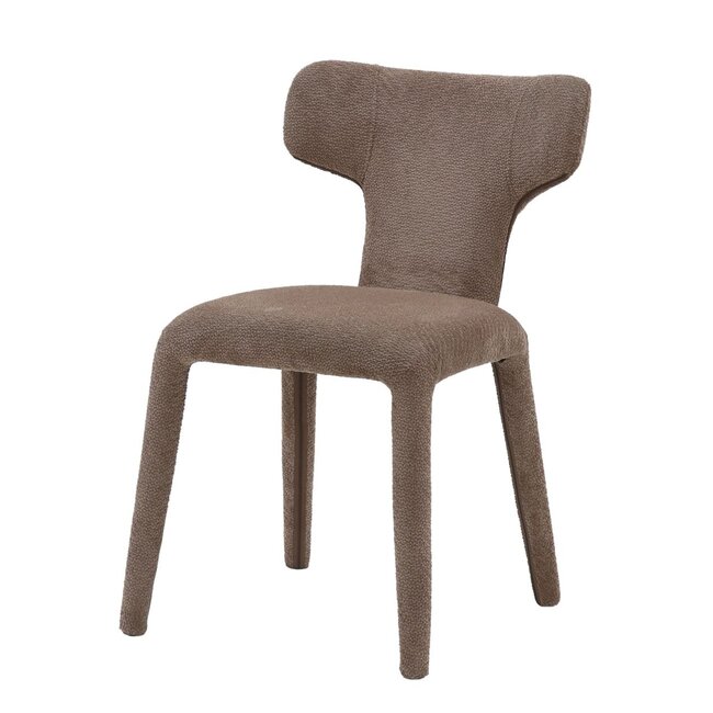 Homerebels Collection Japandi eetkamerstoel bruin volledig gestoffeerd – minimalistisch design met comfortabele zit