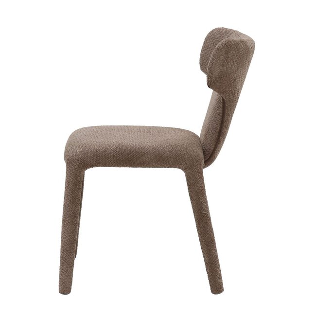 Homerebels Collection Japandi eetkamerstoel bruin volledig gestoffeerd – minimalistisch design met comfortabele zit