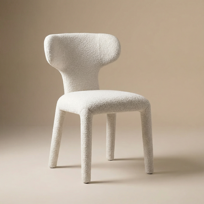 Homerebels Collection Japandi eetkamerstoel wit volledig gestoffeerd – minimalistisch design met comfortabele zit