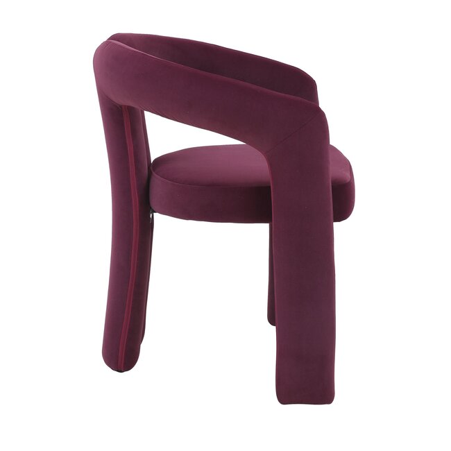 Homerebels Collection Bordeauxrode eetkamerstoel Niru met armleuning – Aubergine velvet eetkamerstoel in Japandi stijl