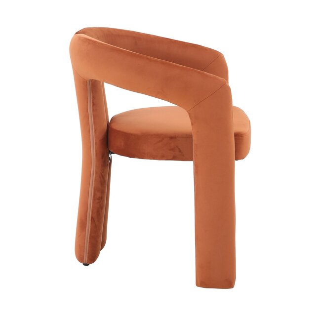Homerebels Collection Oranje eetkamerstoel met armleuning Niru - Terracotta velvet eetkamerstoel
