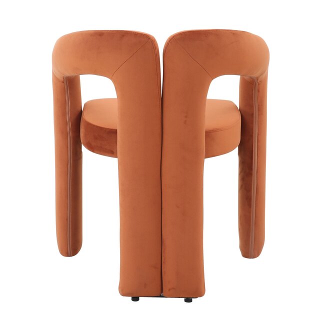 Homerebels Collection Oranje eetkamerstoel met armleuning Niru - Terracotta velvet eetkamerstoel