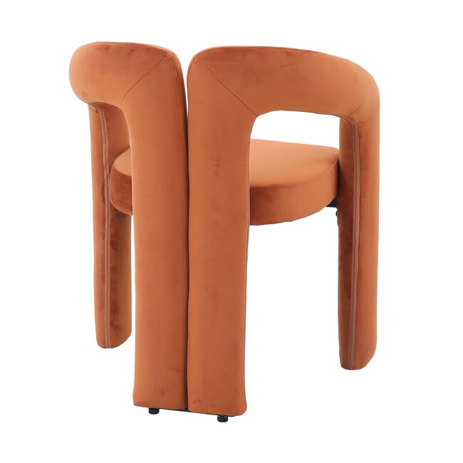 Homerebels Collection Oranje eetkamerstoel met armleuning Niru - Terracotta velvet eetkamerstoel