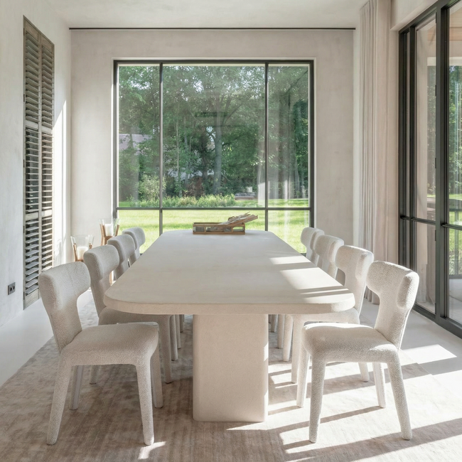 Homerebels Collection Japandi eetkamerstoel wit volledig gestoffeerd – minimalistisch design met comfortabele zit