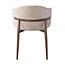 Pole to Pole Beige stoffen eetkamerstoel met armleuning — Osaka japandi stoel met houtlook poten en zachte bekleding
