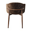 Pole to Pole Bruine stoffen eetkamerstoel met armleuning — Osaka japandi stoel met warme bruine bekleding en houtlook poten