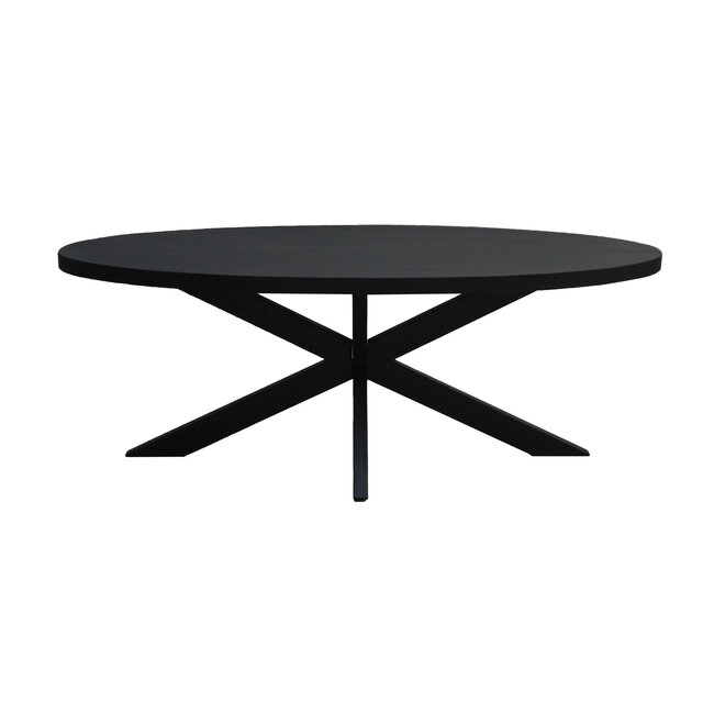 Homerebels Collection Eettafel Kala Zwart – Ovale Eettafel van Mangohout – Stalen onderstel – 160, 180, 210 of 240 cm