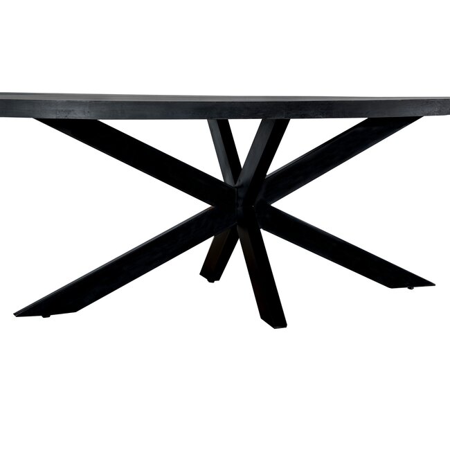 Homerebels Collection Eettafel Kala Zwart – Ovale Eettafel van Mangohout – Stalen onderstel – 160, 180, 210 of 240 cm