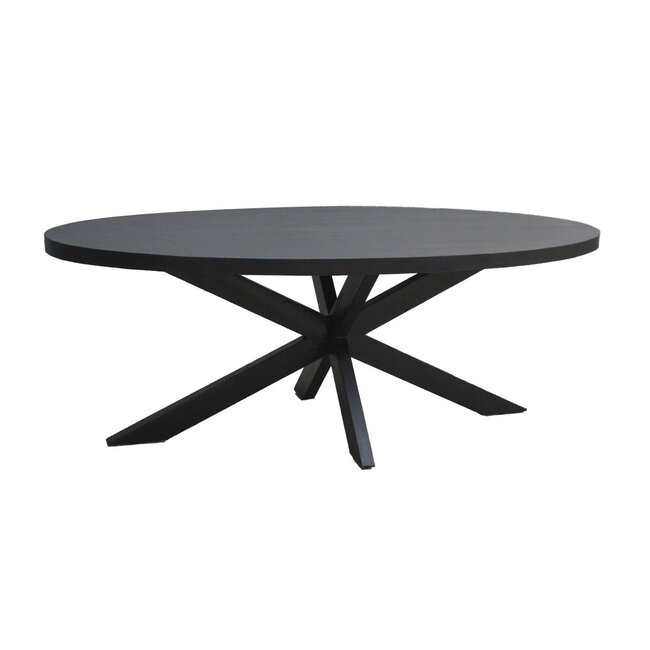 Homerebels Collection Eettafel Kala Zwart – Ovale Eettafel van Mangohout – Stalen onderstel – 160, 180, 210 of 240 cm