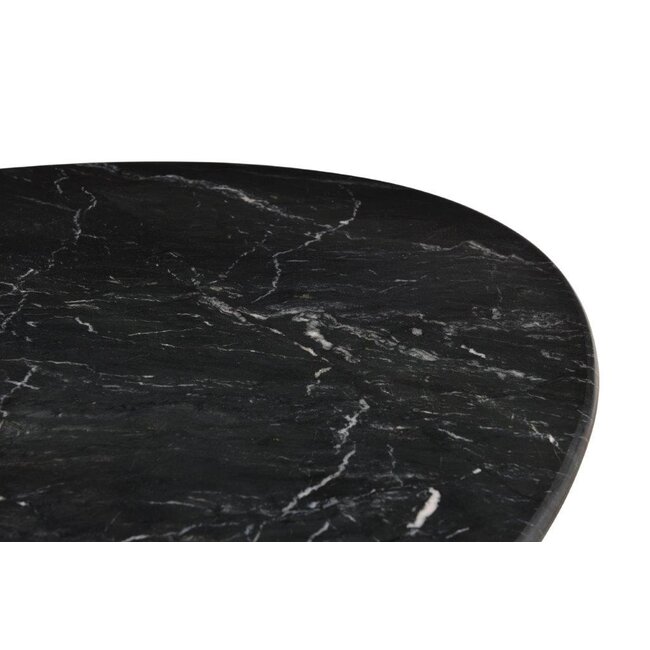 Homerebels Collection Eettafel Marble – Zwarte Ovale Marmeren Eettafel met Stalen Onderstel – 180x90 cm – 6 Personen