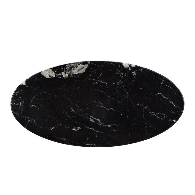 Homerebels Collection Eettafel Marble – Zwarte Ovale Marmeren Eettafel met Stalen Onderstel – 180x90 cm – 6 Personen