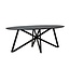 Homerebels Collection Eettafel Oslo – Zwarte Ovale Eettafel van Acaciahout met Stalen Onderstel – 200x100 cm – 6 Personen