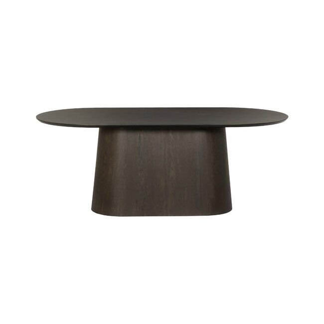 Homerebels Collection Eettafel Novero Espresso – Ovale Eikenhouten Eettafel – Volledig Houten Onderstel – 200 of 230 cm