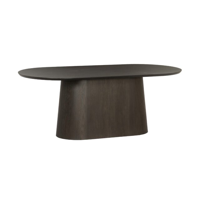 Homerebels Collection Eettafel Novero Espresso – Ovale Eikenhouten Eettafel – Volledig Houten Onderstel – 200 of 230 cm