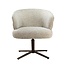 Livingfurn Luxe beige eetkamerstoel Blake – draaibare stoffen eetkamerstoel met armleuning en pocketvering