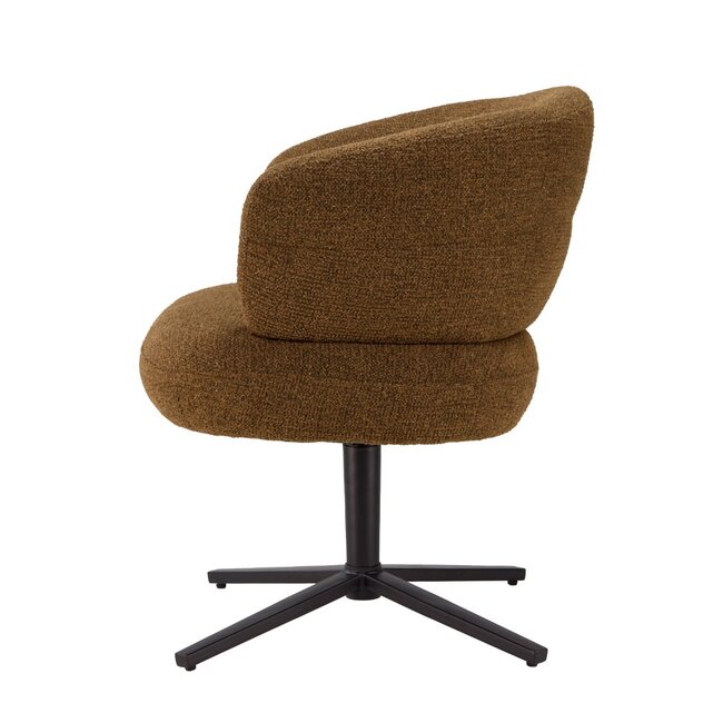 Livingfurn Luxe caramel eetkamerstoel Blake – draaibare stoffen eetkamerstoel met armleuning en pocketvering