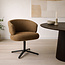 Livingfurn Luxe caramel eetkamerstoel Blake – draaibare stoffen eetkamerstoel met armleuning en pocketvering