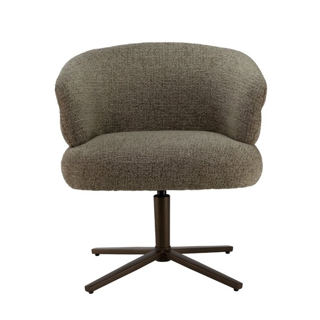 Livingfurn Luxe groene eetkamerstoel Blake Desert – draaibare stoffen eetkamerstoel met armleuning en pocketvering