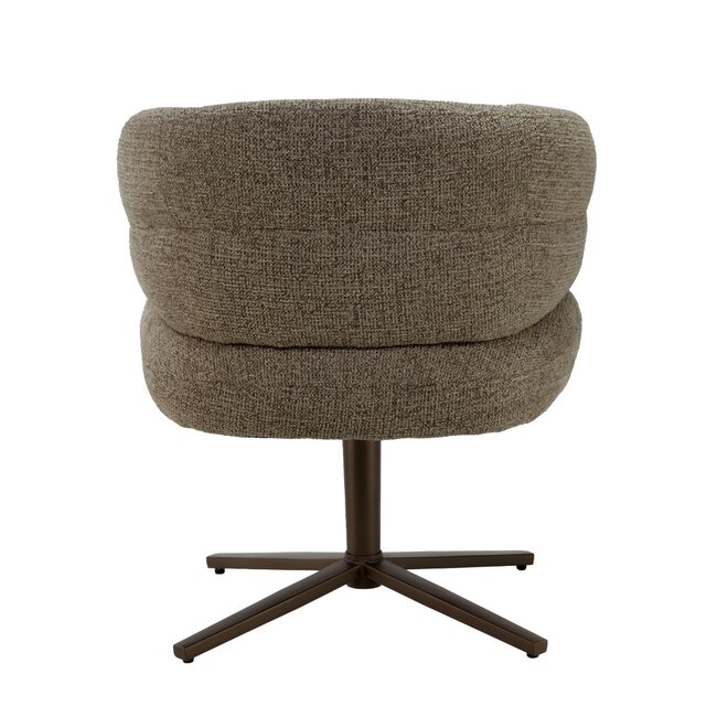 Livingfurn Luxe groene eetkamerstoel Blake Desert – draaibare stoffen eetkamerstoel met armleuning en pocketvering