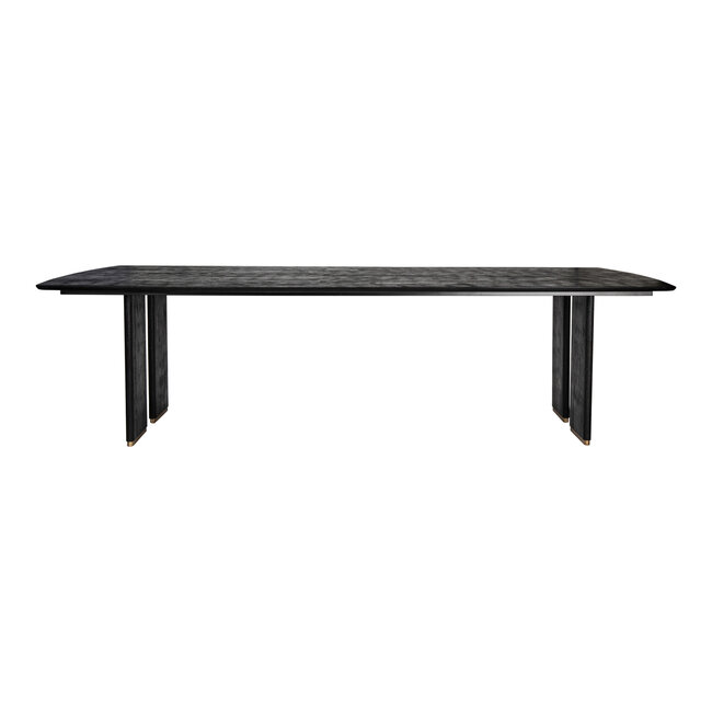 PTMD Zwarte eettafel van massief mangohout met gouden poten | PTMD Liber | 200, 240 of 280 cm