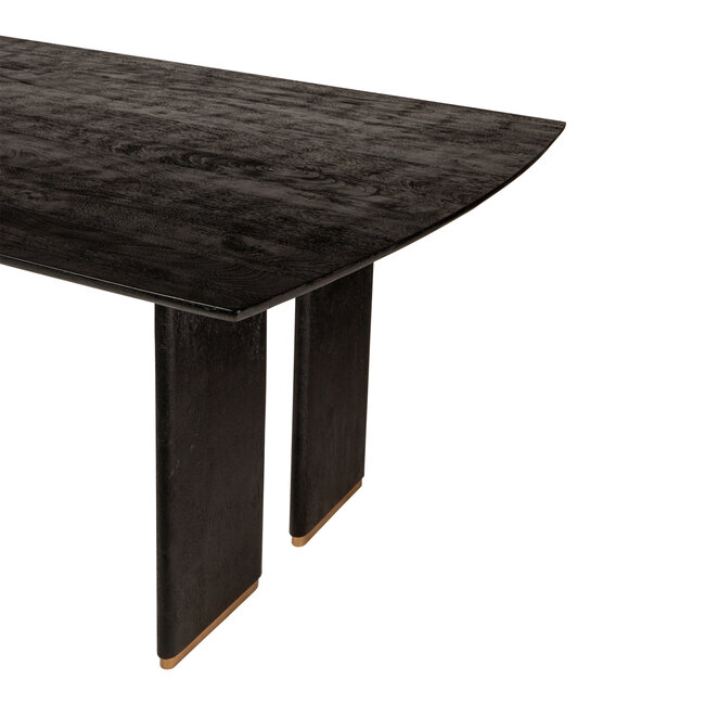 PTMD Zwarte eettafel van massief mangohout met gouden poten | PTMD Liber | 200, 240 of 280 cm