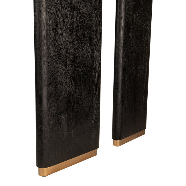 PTMD Zwarte eettafel van massief mangohout met gouden poten | PTMD Liber | 200, 240 of 280 cm