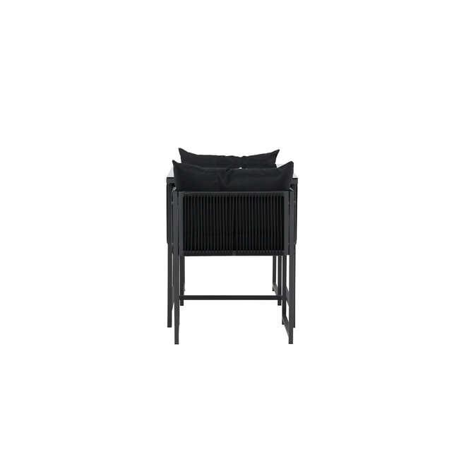 Venture Home Noto bistroset zwart 2 personen – glazen terrastafel met stoelen voor een stijlvolle buiteneethoek op terras of balkon