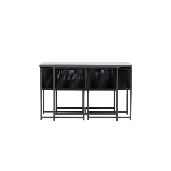 Venture Home Noto bistroset zwart 2 personen – glazen terrastafel met stoelen voor een stijlvolle buiteneethoek op terras of balkon