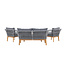 Venture Home Loungeset Chania – Aluminium frame met touwvlechtwerk & acaciahouten salontafel | Bank, 2 fauteuils & kussens voor 4 personen