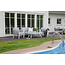 Venture Home Loungeset Virya grijs – Aluminium tuinbank met glazen tafel en kussens | 4 personen