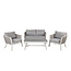 Venture Home Loungeset Virya grijs – Aluminium tuinbank met glazen tafel en kussens | 4 personen