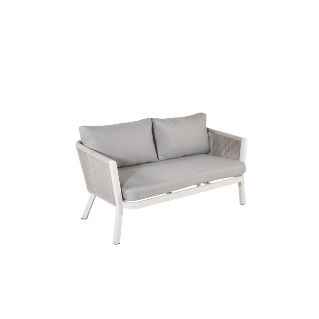 Venture Home Loungeset Virya grijs – Aluminium tuinbank met glazen tafel en kussens | 4 personen