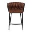 Homerebels Collection Wave barkruk met gevlochten rugleuning - velvet barstoel met zwarte poten - zithoogte 65 cm