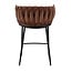 Homerebels Collection Wave barkruk met gevlochten rugleuning - velvet barstoel met zwarte poten - zithoogte 65 cm