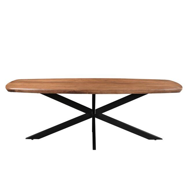 Homerebels Collection Eettafel Jesper – Naturel mangohout met zwart metalen frame | Deens ovale eettafel in 3 maten