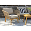 Venture Home Beige loungeset Chania – Aluminium frame met touwvlechtwerk & acaciahouten salontafel | Bank, 2 fauteuils & kussens voor 4 personen
