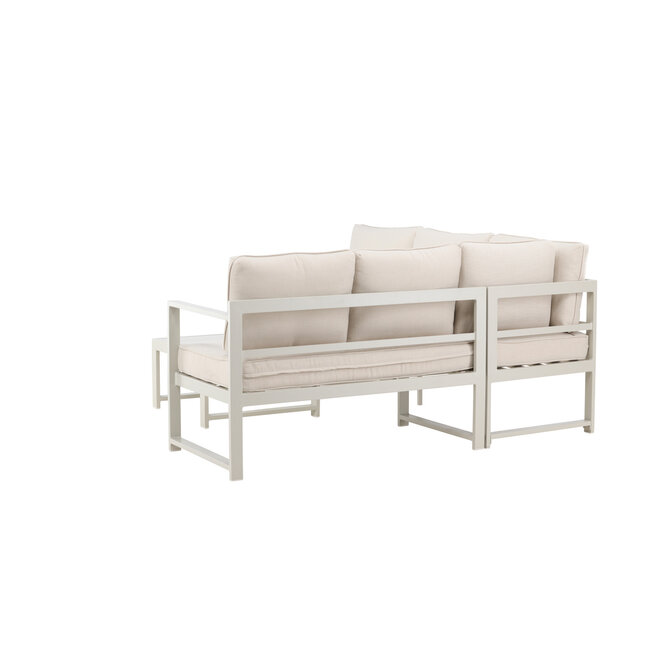Venture Home Salvador hoekbank met tafel – aluminium loungeset voor buiten met beige kussens, geschikt voor terras, tuin en patio