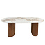 Pole to Pole Marble & Walnut Eettafel — Keramisch Marmeren Tafelblad met Walnootfineer Onderstel voor de Moderne Eetkamer