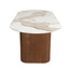 Pole to Pole Marble & Walnut Eettafel — Keramisch Marmeren Tafelblad met Walnootfineer Onderstel voor de Moderne Eetkamer