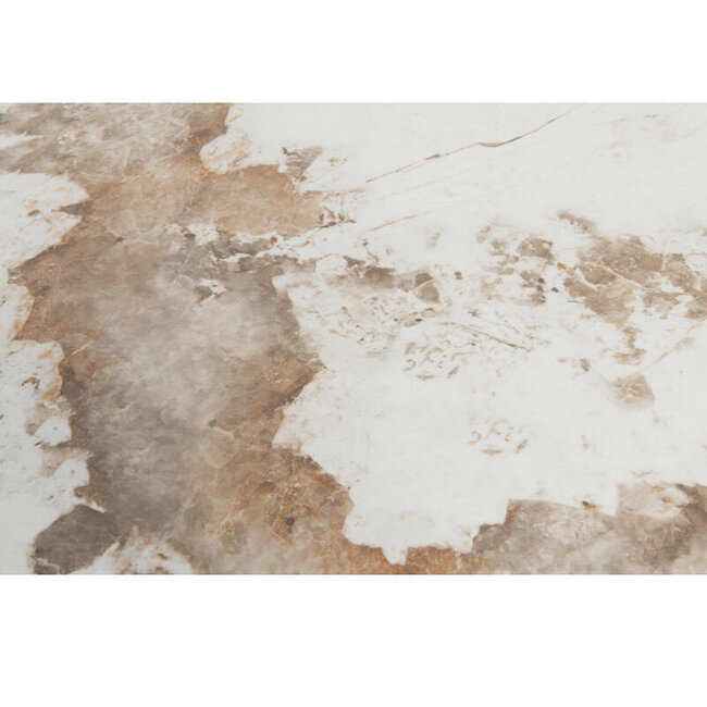 Pole to Pole Marble & Walnut Eettafel — Keramisch Marmeren Tafelblad met Walnootfineer Onderstel voor de Moderne Eetkamer