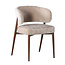 Pole to Pole Beige stoffen eetkamerstoel met armleuning — Fuji japandi stoel met houtlook poten en zachte bekleding