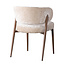 Pole to Pole Beige stoffen eetkamerstoel met armleuning — Fuji japandi stoel met houtlook poten en zachte bekleding