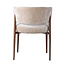 Pole to Pole Beige stoffen eetkamerstoel met armleuning — Fuji japandi stoel met houtlook poten en zachte bekleding