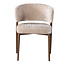 Pole to Pole Beige stoffen eetkamerstoel met armleuning — Fuji japandi stoel met houtlook poten en zachte bekleding
