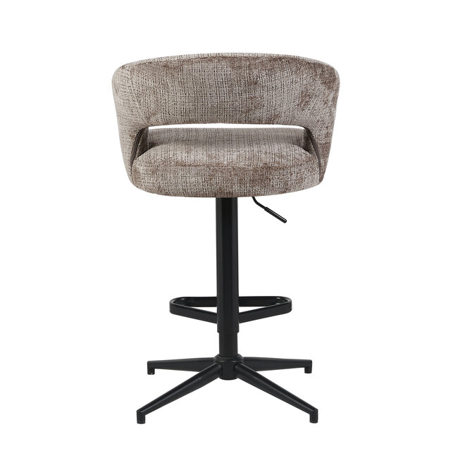 Homerebels Collection Draaibare barkruk met armleuning en rugleuning in taupe | In hoogte verstelbaar 64–84 cm | Met voetensteun | Kookeiland & bartafel